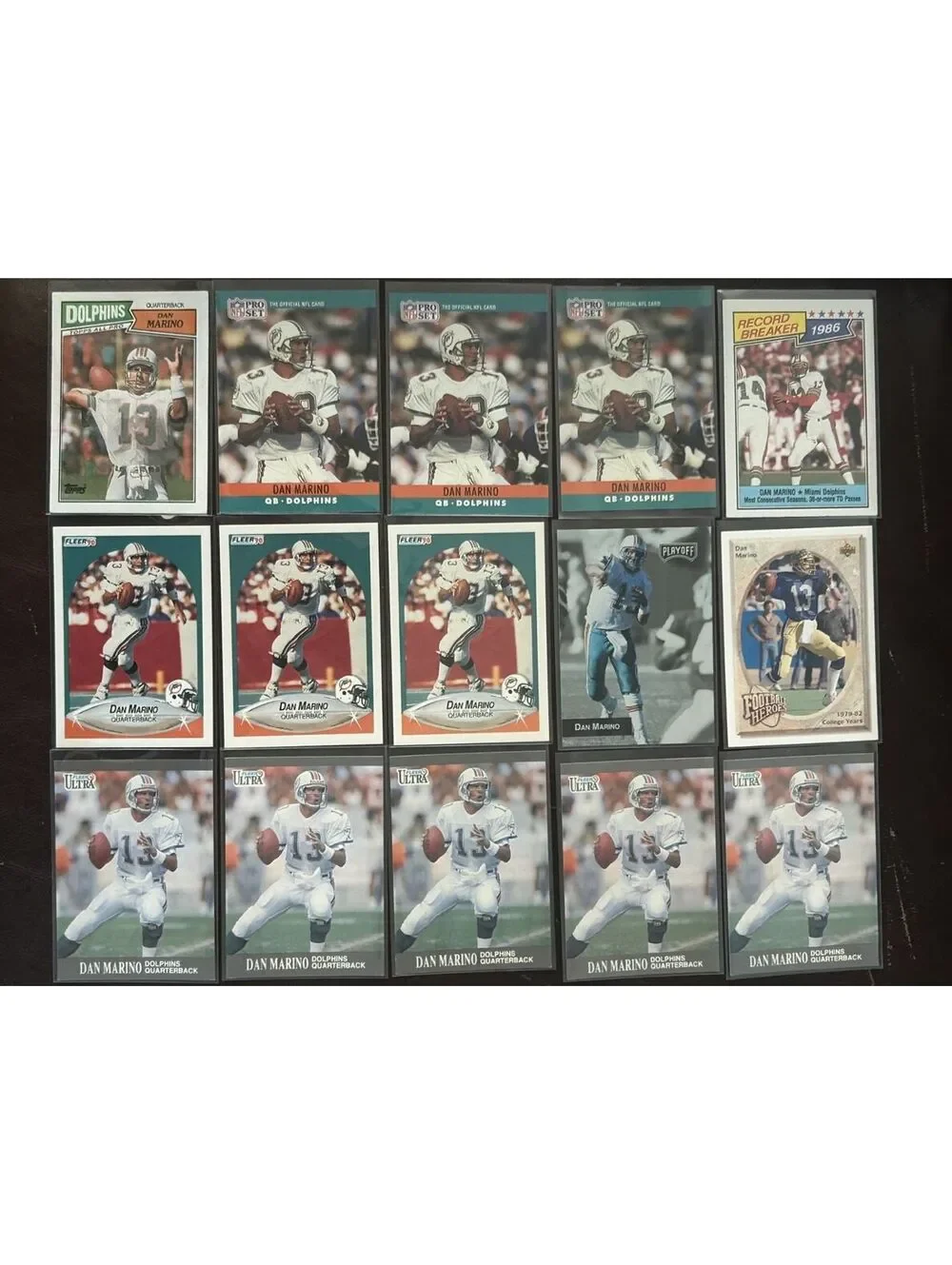 MIAMI DOLPHINSQB DAN MARINO VINTAGE COLLECTION PANINI/TOPPS/FLEER 31 CARD NM LOT